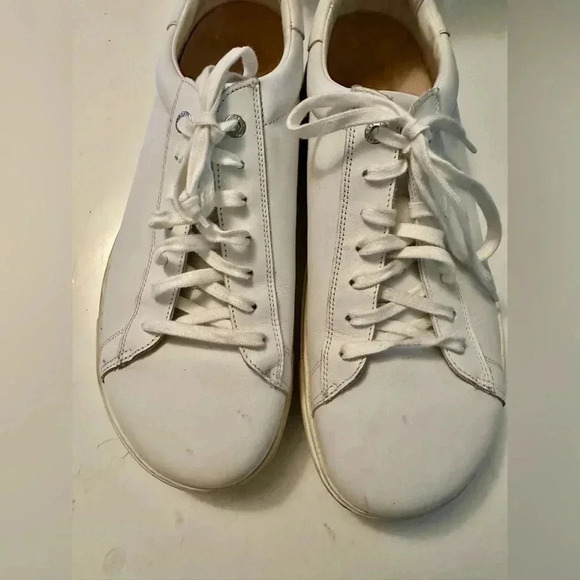 Men’s Birkenstock white leather athletic casual shoes Sz 45 main image 4